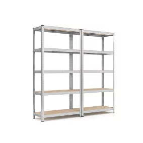  SONGMICS 5-szintes Polcrendszer 2 db Acél Tárolópolc Szerszámmentes Összeszerelés Garázsba 40 x 90 x 180 cm Ezüst