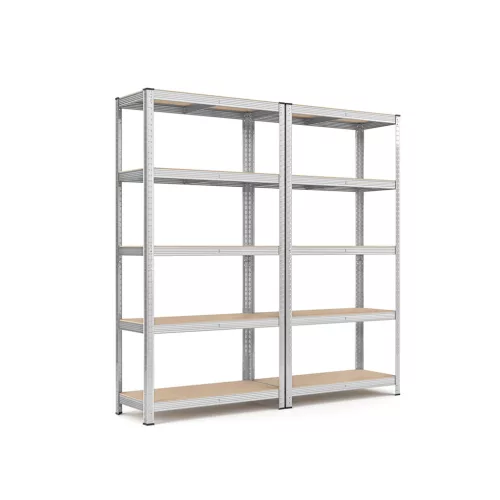 SONGMICS 5-szintes Polcrendszer 2 db Acél Tárolópolc Szerszámmentes Összeszerelés Garázsba 40 x 90 x 180 cm Ezüst