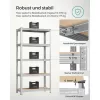 SONGMICS 5-szintes Polcrendszer 2 db Acél Tárolópolc Szerszámmentes Összeszerelés Garázsba 40 x 90 x 180 cm Ezüst