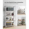 SONGMICS 5-szintes Polcrendszer 2 db Acél Tárolópolc Szerszámmentes Összeszerelés Garázsba 40 x 90 x 180 cm Ezüst