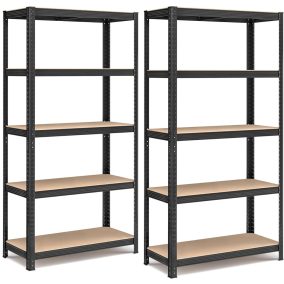   SONGMICS 5-szintes nehéz teherbírású tároló polcrendszer 2 db-os szett acél MDF fekete