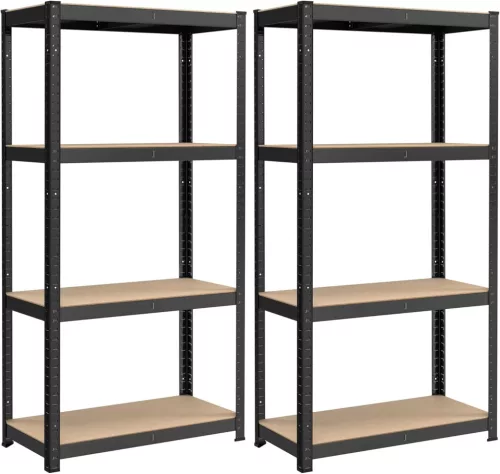 SONGMICS nehézteherbírású polcrendszer 2 db-os szett acél MDF fekete 520 kg teherbírás állítható polcokkal