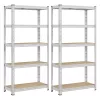 SONGMICS nehéz teherbírású tároló polcrendszer 2 db-os készlet acél MDF ezüst állítható