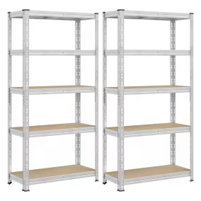   SONGMICS nehéz teherbírású tároló polcrendszer 2 db-os készlet acél MDF ezüst állítható