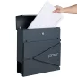   SONGMICS Modern Fali Postaláda Újságtartóval Antracitszürke Acél