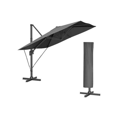 SONGMICS Prémium Oldalkaros Napernyő 3x3m Szürke UPF50+ Védelem