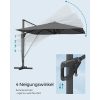 SONGMICS Prémium Oldalkaros Napernyő 3x3m Szürke UPF50+ Védelem