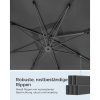 SONGMICS Prémium Oldalkaros Napernyő 3x3m Szürke UPF50+ Védelem