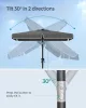 SONGMICS 2 x 1,5 m téglalap alakú napernyő UPF 50+ UV védelemmel, 30° dönthető, szürke
