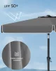 SONGMICS 2 x 1,5 m téglalap alakú napernyő UPF 50+ UV védelemmel, 30° dönthető, szürke