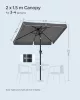 SONGMICS 2 x 1,5 m téglalap alakú napernyő UPF 50+ UV védelemmel, 30° dönthető, szürke