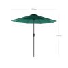 SONGMICS 290 cm Kerti Napernyő UPF 50+ Zöld Dönthető Árnyékoló