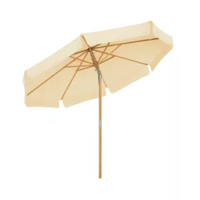   SONGMICS 3 méteres Kerti Napernyő Nyolcszögletű Bükkfa Vázzal Bézs