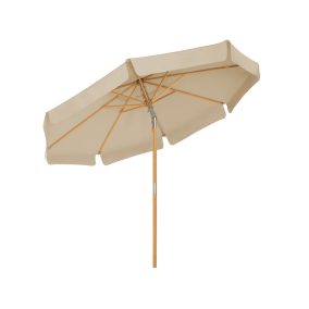   SONGMICS 300 cm Kerti Napernyő Nyolcszögletű Bükkfa Rúddal és Bordákkal Taupe