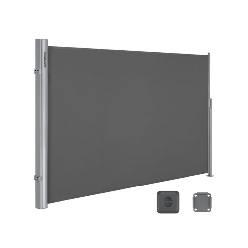 SONGMICS Kihúzható Oldalsó Napellenző Füstszürke Alumínium 180x350 cm Teraszhoz