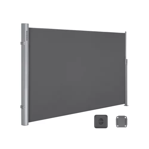 SONGMICS Kihúzható Oldalsó Napellenző Füstszürke Alumínium 180x350 cm Teraszhoz