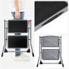SONGMICS 2 lépcsős összecsukható létra acél szürke-fekete csúszásmentes gumibevonattal