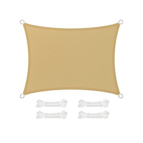   SONGMICS Prémium HDPE Napvitorla 3x4m Homokszín UV-védett Légáteresztő