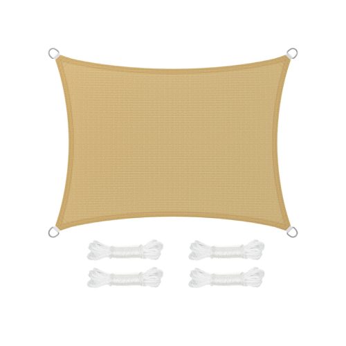 SONGMICS Prémium HDPE Napvitorla 3x4m Homokszín UV-védett Légáteresztő