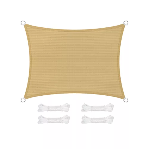 SONGMICS Prémium HDPE Napvitorla 3x4m Homokszín UV-védett Légáteresztő