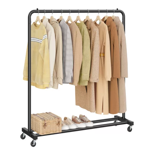 SONGMICS HSR016BH01 mobil ruhaállvány acél tintafekete 50 kg teherbírás