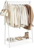 SONGMICS Acél Ruhaállvány Cipőtartó Polccal Fehér