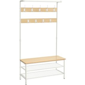   VASAGLE Industrial Előszobai Állvány Paddal és Cipőtárolóval Tölgy-Fehér