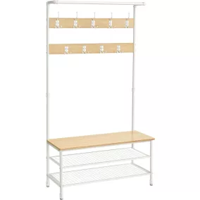   VASAGLE Industrial Előszobai Állvány Paddal és Cipőtárolóval Tölgy-Fehér
