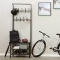   SONGMICS Modern Fém Előszobai Állófogas 18 Akasztóval és 3 Cipőtartó Polccal Fekete