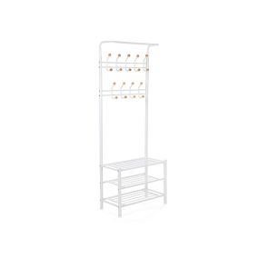   SONGMICS Fém Előszobai Állvány 187 cm Fehér 3 Polcos Ruhatartó