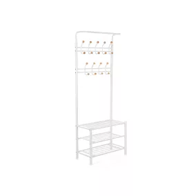   SONGMICS Fém Előszobai Állvány 187 cm Fehér 3 Polcos Ruhatartó