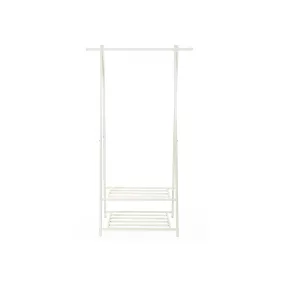   SONGMICS Modern Ruhatartó Állvány Kétszintes Tárolópolccal Fehér Fém