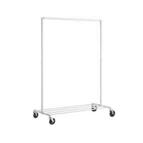   SONGMICS Ipari Stílusú Gurulós Ruhaállvány Fehér Acél 90 kg Teherbírással