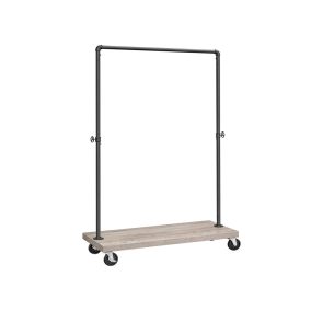   VASAGLE Ipari Stílusú Gurulós Ruhaállvány Polccal Szürke-Bézs és Fekete