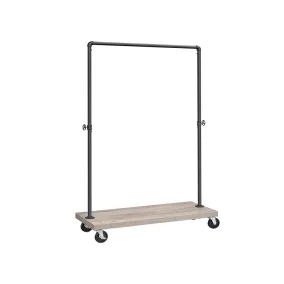   VASAGLE Ipari Stílusú Gurulós Ruhaállvány Polccal Szürke-Bézs és Fekete