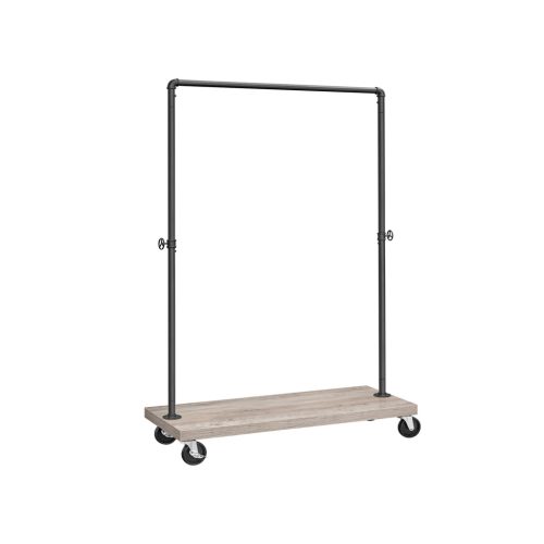 VASAGLE Ipari Stílusú Gurulós Ruhaállvány Polccal Szürke-Bézs és Fekete