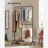 SONGMICS Kétszintes Acél Ruhaállvány Fekete
