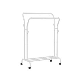 SONGMICS Dupla Ruhaállvány Görgős Fehér Fém Vázzal