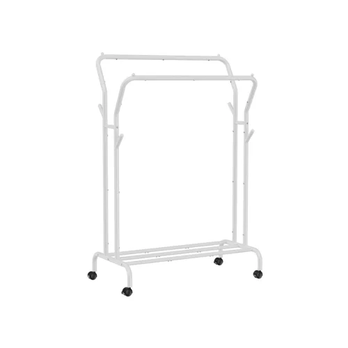 SONGMICS Dupla Ruhaállvány Görgős Fehér Fém Vázzal