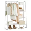 SONGMICS szabadon álló ruhaállvány 5 tárolópolccal acél fehér