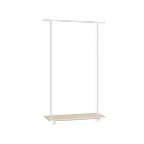   SONGMICS HSR151W01 Gurulós Ruhaállvány Polccal Natúr Bézs-Fehér Acél Vázas