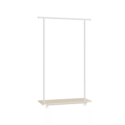 SONGMICS HSR151W01 Gurulós Ruhaállvány Polccal Natúr Bézs-Fehér Acél Vázas