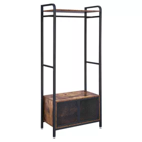   VASAGLE Industrial Nyitott Ruhásszekrény Tárolószekrénnyel Rusztikus Barna-Fekete
