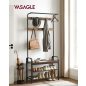   VASAGLE Industrial 4-az-1-ben Előszobai Állvány Cipőspolccal Rusztikus Barna-Fekete