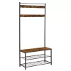 VASAGLE Ipari Stílusú 3-az-1-ben Előszobai Állvány Cipőspolccal Rusztikus Barna-Fekete