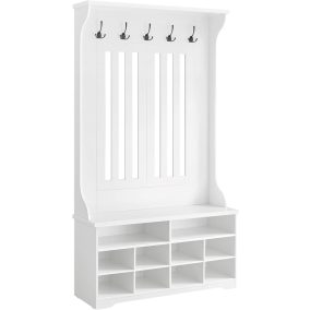   VASAGLE Modern Előszobabútor Cipősszekrénnyel és Fogassal Fehér HSR404T10