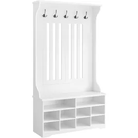   VASAGLE Modern Előszobabútor Cipősszekrénnyel és Fogassal Fehér HSR404T10