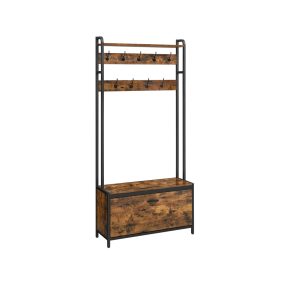   VASAGLE Vintage Ipari Előszobabútor Cipősszekrénnyel és Paddal