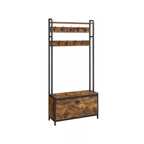 VASAGLE Vintage Ipari Előszobabútor Cipősszekrénnyel és Paddal