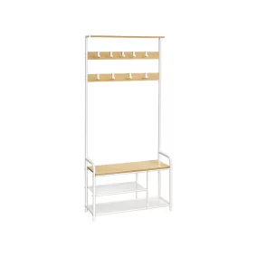   VASAGLE Modern Előszobai Állófogas Cipőspolccal Tölgy-Fehér